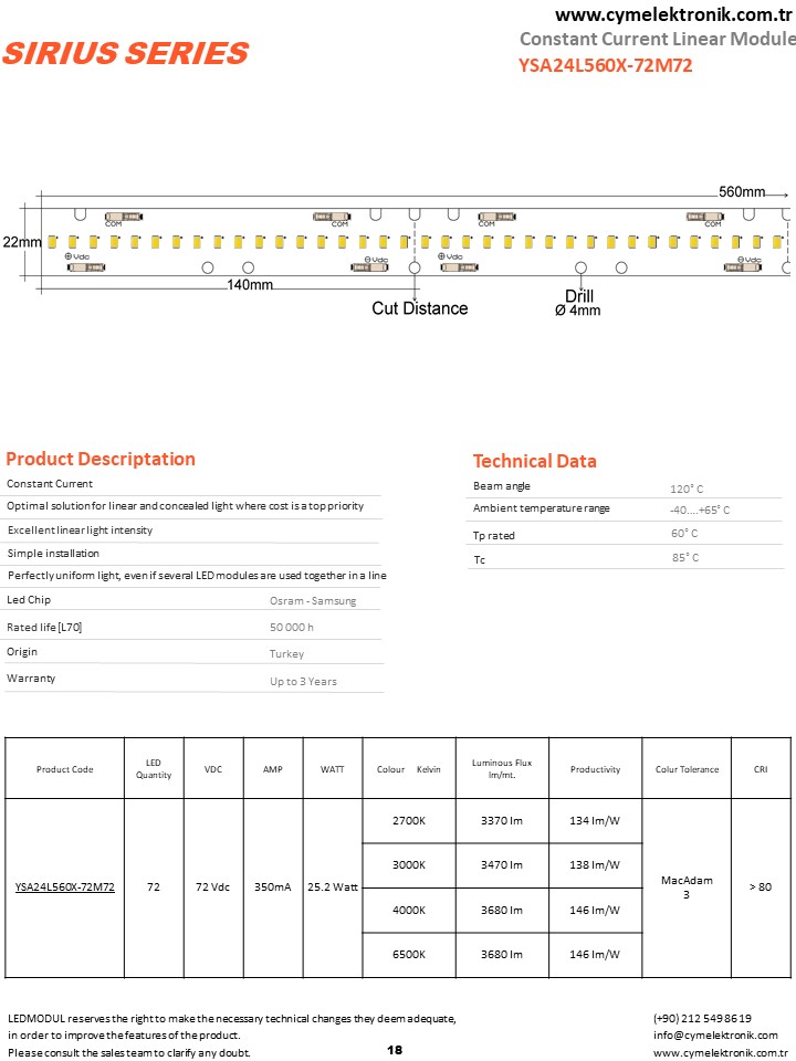 Sabit Akımlı Lineer Led Modül
